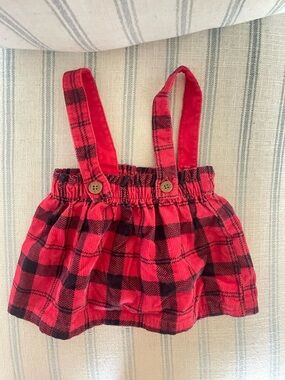 CARTER'S Plaid Corduroy Overall Suspender Skirt Pinafore Dress Holiday 6M